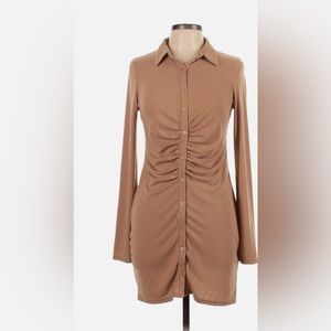 *Fits like a glove* Emory Park ribbed ruched brown dress (size medium)